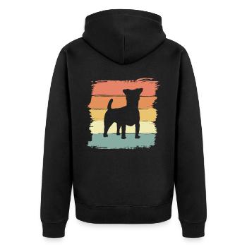 Russel-Terrier Retro - Unisex Premium Bio Zip Hoodie - Schwarz - Hinten - Nico (187cm)