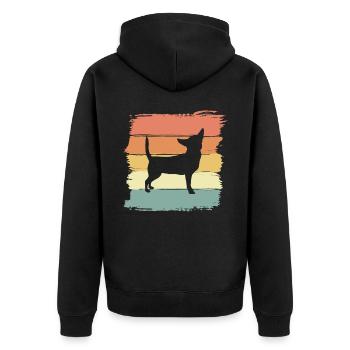 Chihuahua Retro - Unisex Premium Bio Zip Hoodie - Schwarz - Hinten - Nico (187cm)