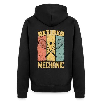 Squash-Mechaniker im Ruhestand - Unisex Premium Bio Zip Hoodie - Schwarz - Hinten - Nico (187cm)