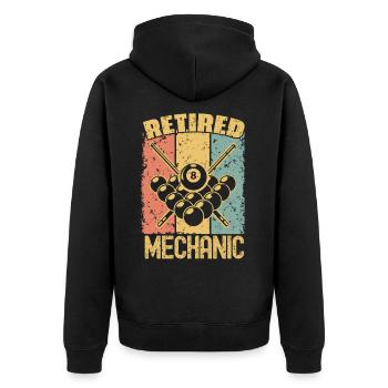 Billard pensionierter Mechaniker - Unisex Premium Bio Zip Hoodie - Schwarz - Hinten - Nico (187cm)