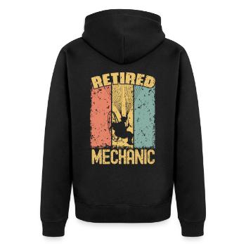 Paramotoring retired mechanic - Unisex Premium Organic Zip Hoodie - black - Back - Nico (187cm)