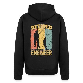 Fishing retired engineer - Unisex Premium Organic Zip Hoodie - black - Back - Nico (187cm)