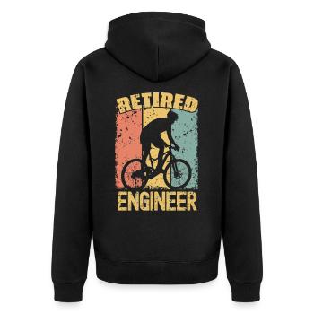 Biking retired engineer - Unisex Premium Organic Zip Hoodie - black - Back - Nico (187cm)