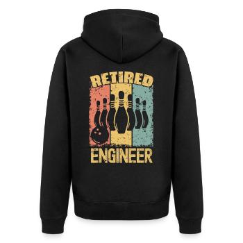 Bowling retired engineer - Unisex Premium Organic Zip Hoodie - black - Back - Nico (187cm)