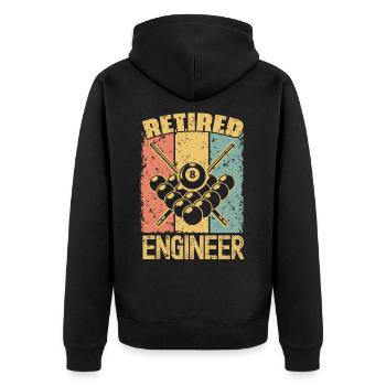 Billard pensionierter Ingenieur - Unisex Premium Bio Zip Hoodie - Schwarz - Hinten - Nico (187cm)