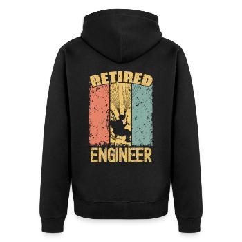 Paramotoring retired engineer - Unisex Premium Organic Zip Hoodie - black - Back - Nico (187cm)