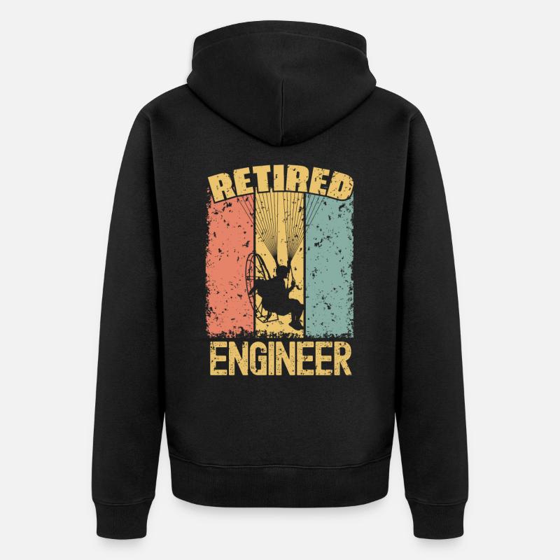 Paramotoring retired engineer - Unisex Premium Organic Zip Hoodie - black