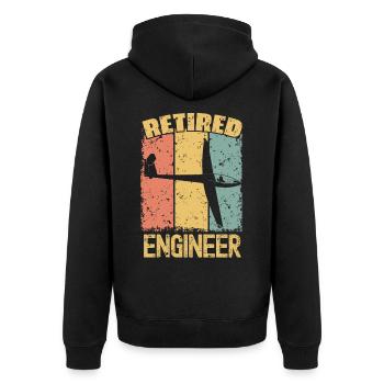 Segelflug pensionierter Ingenieur - Unisex Premium Bio Zip Hoodie - Schwarz - Hinten - Nico (187cm)