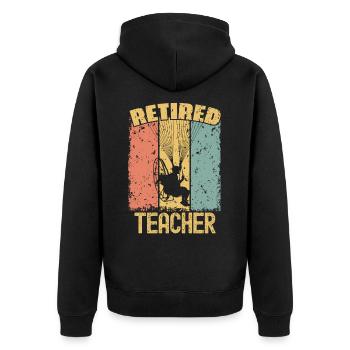 Paramotoring retired teacher - Unisex Premium Organic Zip Hoodie - black - Back - Nico (187cm)