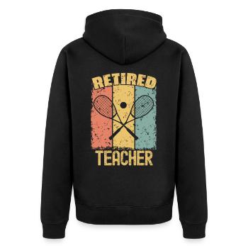 Squash Lehrer im Ruhestand - Unisex Premium Bio Zip Hoodie - Schwarz - Hinten - Nico (187cm)