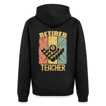 Billard Lehrer im Ruhestand - Unisex Premium Bio Zip Hoodie - Schwarz - Hinten - Nico (187cm)