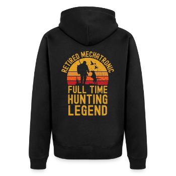 Mechatronische Jagdlegende im Ruhestand - Unisex Premium Bio Zip Hoodie - Schwarz - Hinten - Nico (187cm)