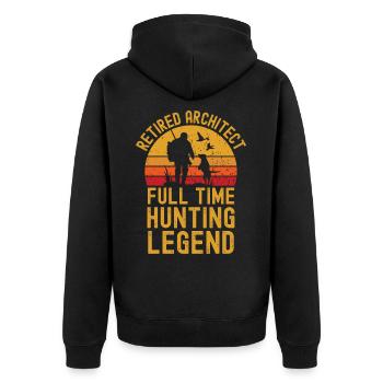 Pensionierter Architekt Jagdlegende - Unisex Premium Bio Zip Hoodie - Schwarz - Hinten - Nico (187cm)