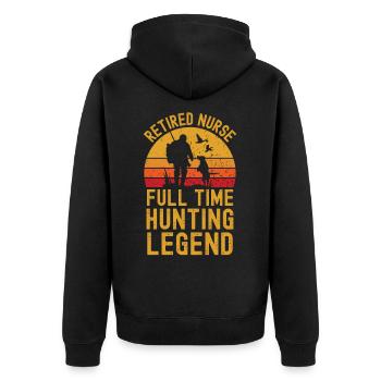 Pensionierte Krankenschwester Jagdlegende - Unisex Premium Bio Zip Hoodie - Schwarz - Hinten - Nico (187cm)