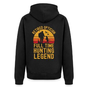 Pensionierte Optiker-Jagdlegende - Unisex Premium Bio Zip Hoodie - Schwarz - Hinten - Nico (187cm)