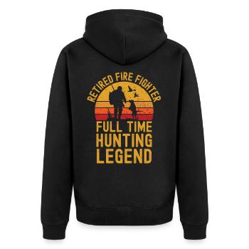 Pensionierte Feuerwehr Jäger Jagd legende - Unisex Premium Bio Zip Hoodie - Schwarz - Hinten - Nico (187cm)