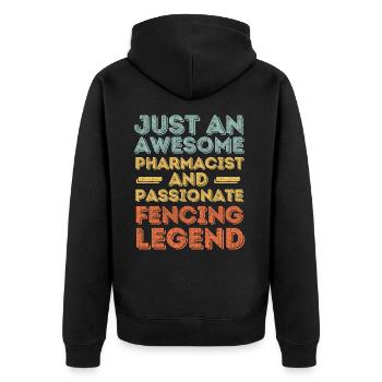 Apotheker Fechtlegende retro - Unisex Premium Bio Zip Hoodie - Schwarz - Hinten - Nico (187cm)
