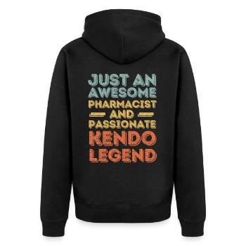 Pharmacist Kendo legend retro - Unisex Premium Organic Zip Hoodie - black - Back - Nico (187cm)