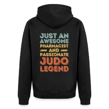 Pharmacist Judo legend retro - Unisex Premium Organic Zip Hoodie - black - Back - Nico (187cm)