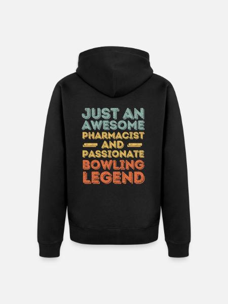 Pharmacist Bowling legend retro - Unisex Premium Organic Zip Hoodie - black