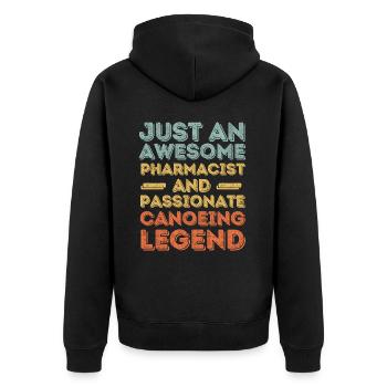 Pharmacist Canoeing legend retro - Unisex Premium Organic Zip Hoodie - black - Back - Nico (187cm)