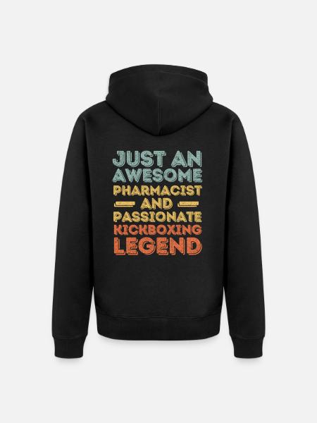 Pharmacist Kickboxing legend retro - Unisex Premium Organic Zip Hoodie - black