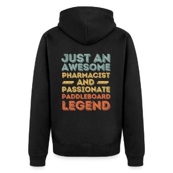 Apotheker Paddleboard Legende retro - Unisex Premium Bio Zip Hoodie - Schwarz - Hinten - Nico (187cm)