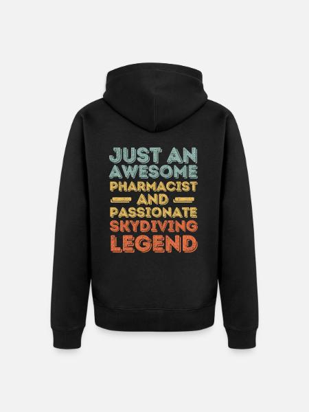 Pharmacist Skydiving legend retro - Unisex Premium Organic Zip Hoodie - black