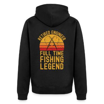 Retired engineer fishing legend - Unisex Premium Organic Zip Hoodie - black - Back - Nico (187cm)