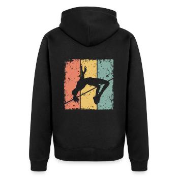 Saut en hauteur femmes rétro - Veste à capuche bio Premium Unisexe - noir - Dos - Nico (187cm)
