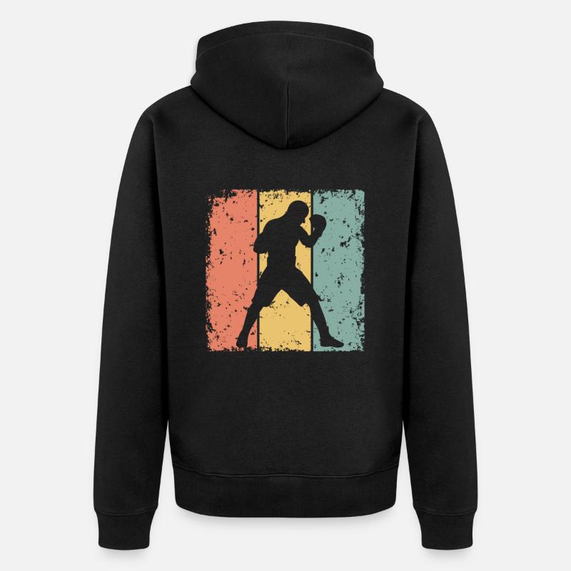 Boxe rétro - Veste à capuche bio Premium Unisexe - noir