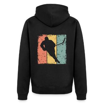 Rétro hockey sur glace - Veste à capuche bio Premium Unisexe - noir - Dos - Nico (187cm)