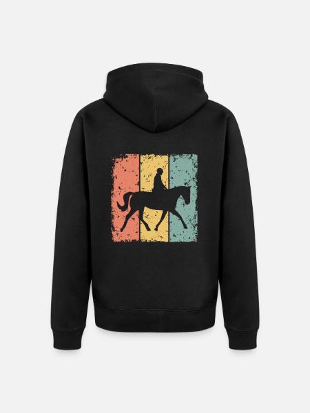 Reiten Retro - Unisex Premium Bio Zip Hoodie - Schwarz