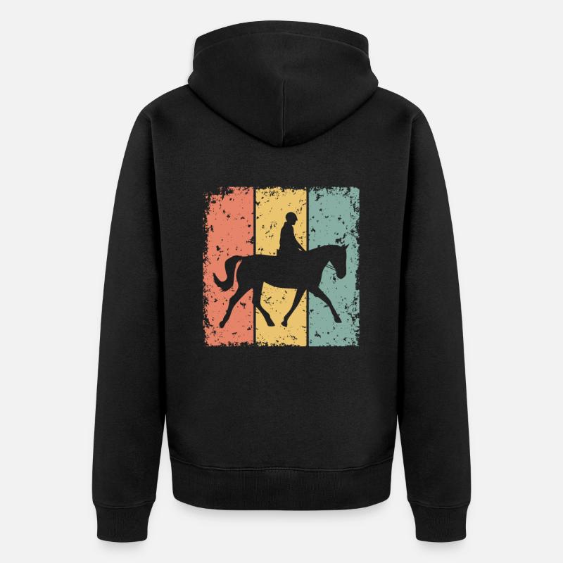Reiten Retro - Unisex Premium Bio Zip Hoodie - Schwarz