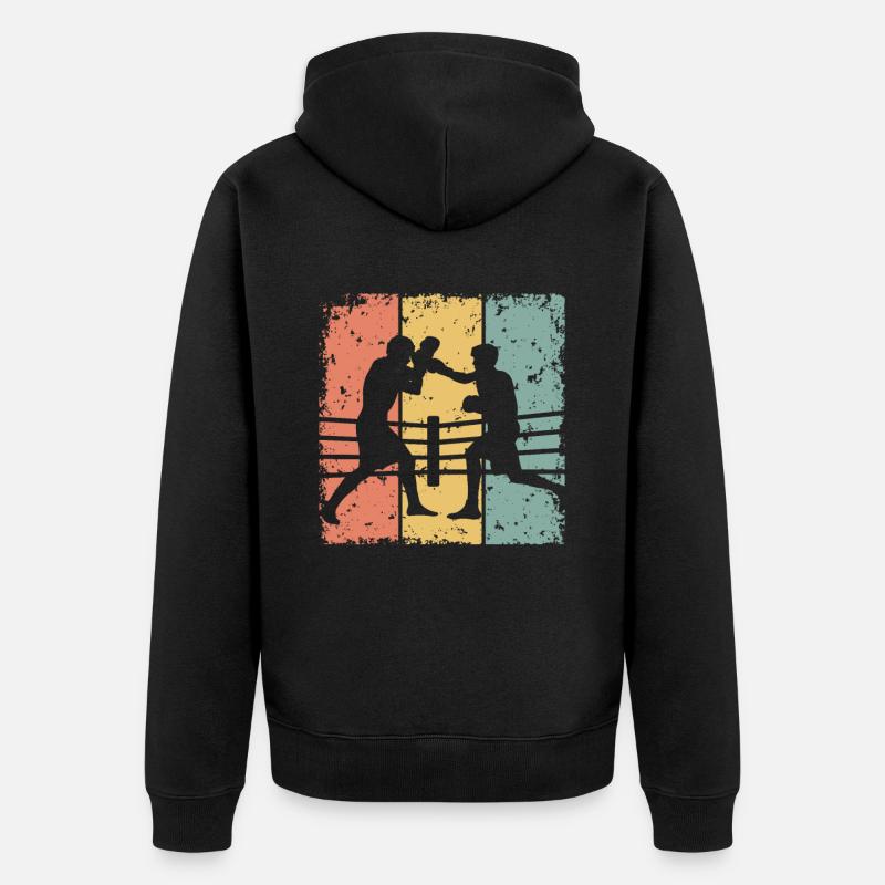 Boxe rétro - Veste à capuche bio Premium Unisexe - noir