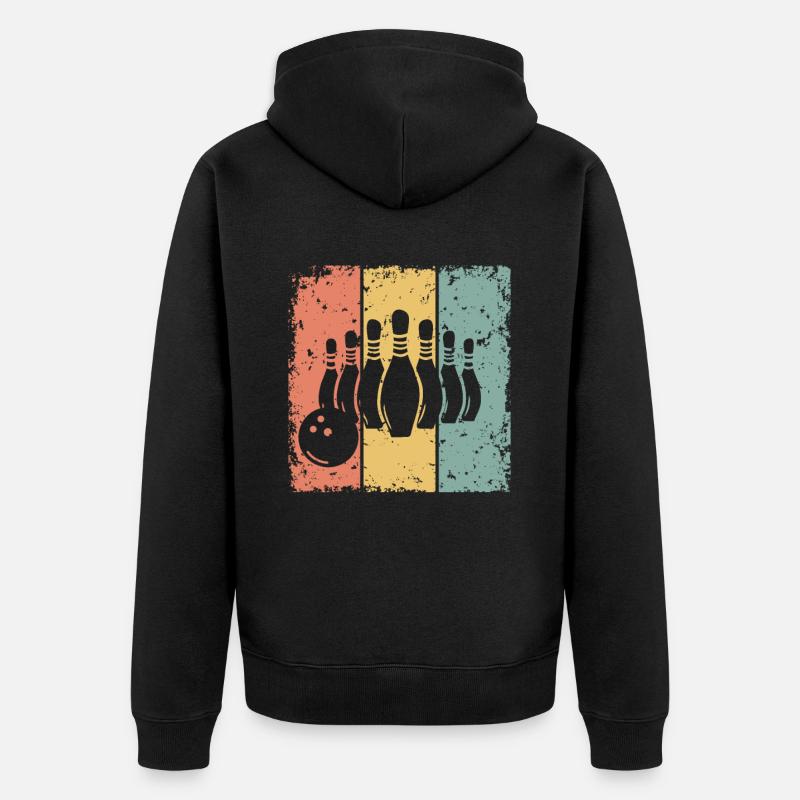 Bowling Retro - Unisex Premium Bio Zip Hoodie - Schwarz