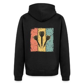Darts retro - Unisex Premium Organic Zip Hoodie - black - Back - Nico (187cm)