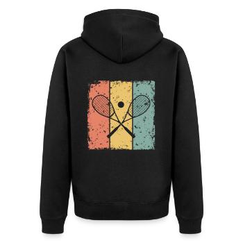 Squash retro - Unisex Premium Organic Zip Hoodie - black - Back - Nico (187cm)