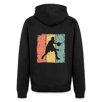 Basketball retro - Unisex Premium Bio Zip Hoodie - Schwarz - Hinten - Nico (187cm)