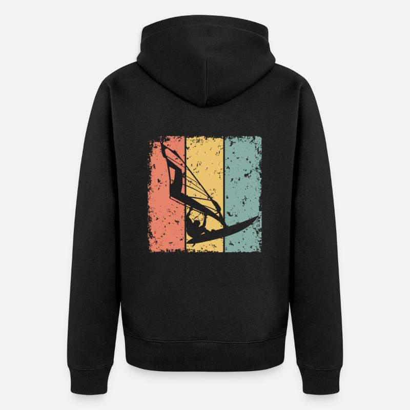 Planche à voile rétro - Veste à capuche bio Premium Unisexe - noir