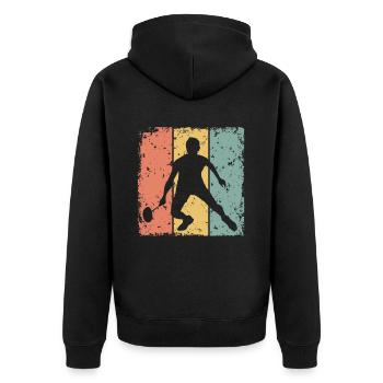 Badminton rétro - Veste à capuche bio Premium Unisexe - noir - Dos - Nico (187cm)