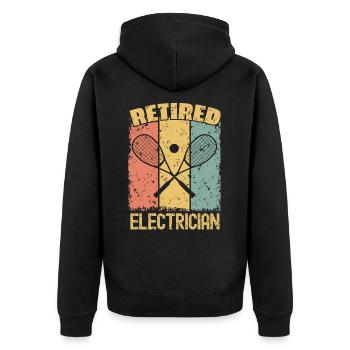 Squash pensionierter Elektriker - Unisex Premium Bio Zip Hoodie - Schwarz - Hinten - Nico (187cm)