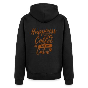 Coffee Cat lover - Unisex Premium Organic Zip Hoodie - black - Back - Nico (187cm)