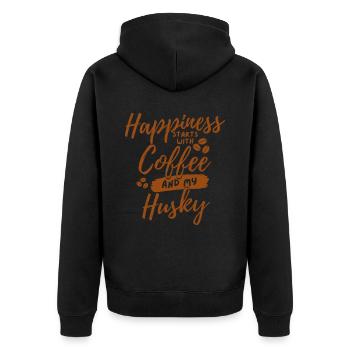Coffee Husky lover - Unisex Premium Organic Zip Hoodie - black - Back - Nico (187cm)