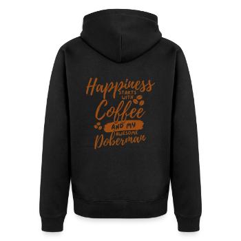 Kaffee Dobermann Liebhaber - Unisex Premium Bio Zip Hoodie - Schwarz - Hinten - Nico (187cm)