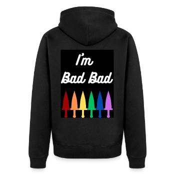 I'm Bad Bad (design) - Unisex Premium Organic Zip Hoodie - black - Back - Nico (187cm)