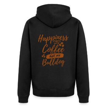Kaffee Bulldogge Liebhaber - Unisex Premium Bio Zip Hoodie - Schwarz - Hinten - Nico (187cm)