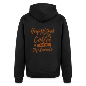 Coffee Malamute lover - Unisex Premium Organic Zip Hoodie - black - Back - Nico (187cm)