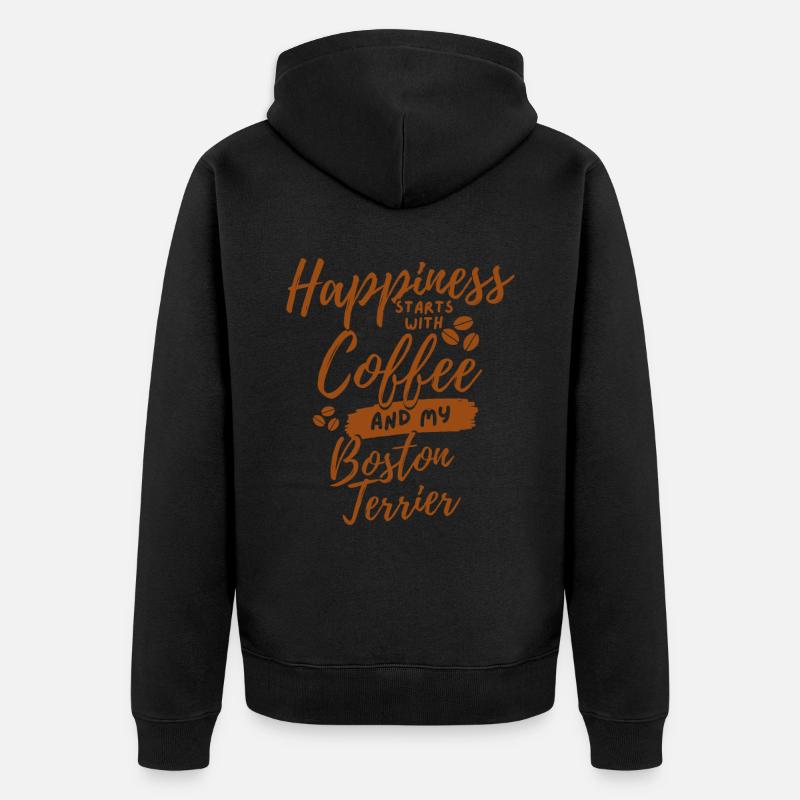 Amateur de café Boston-terrier - Veste à capuche bio Premium Unisexe - noir