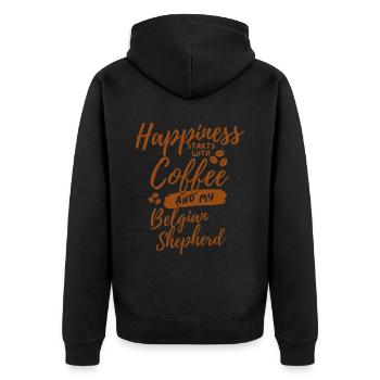 Coffee Belgian-shepherd lover - Unisex Premium Organic Zip Hoodie - black - Back - Nico (187cm)